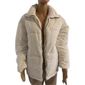 A New Day Nylon Puffer Jacket in White, Women's Size M